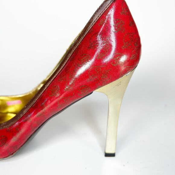 Baby Phat Vintage Y2K Red & Gold Metallic Logo Pumps Heels Shoes 10 - Picture 9 of 16
